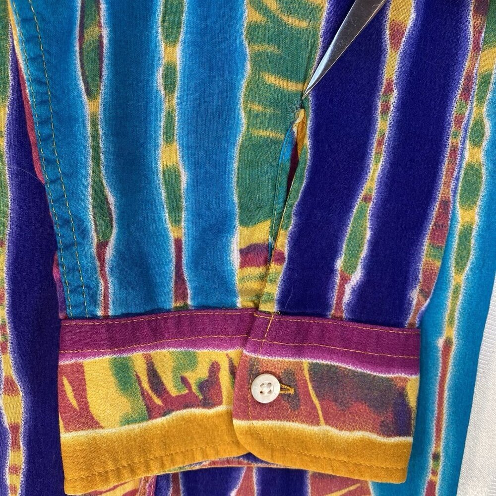 Lauren Ralph Lauren Striped Cotton Blouse Vibrant Colorful Top Sz S 3/4 Sleeves - Picture 12 of 12